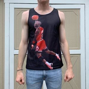 Black Basketball Graphic Tank Top featuring Michael Jordan